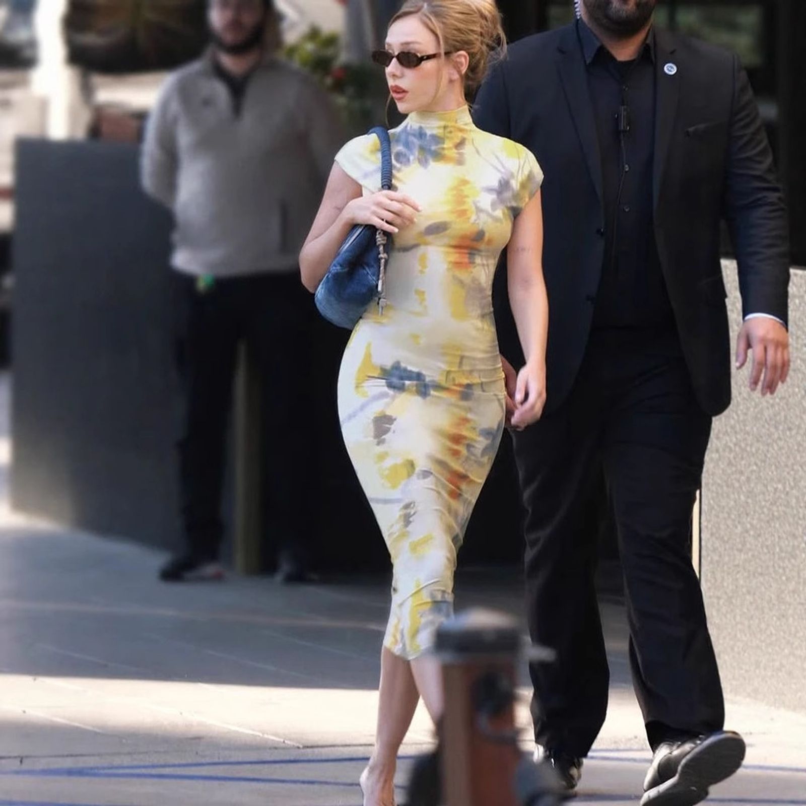 Elegant High Collar Slim Fit Summer Print Dress