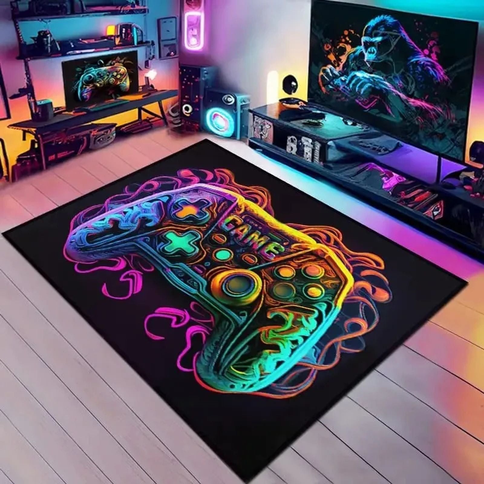 Large Non-Slip Gaming Carpet for Boys' Room
