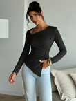 Elegant Solid Color Long Sleeve T-Shirt for Women