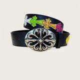 Unisex Luxury Designer Belt with Colorful Retro Punk Style