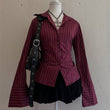Gothic Punk Grunge Women's Striped Long Sleeve Blouse