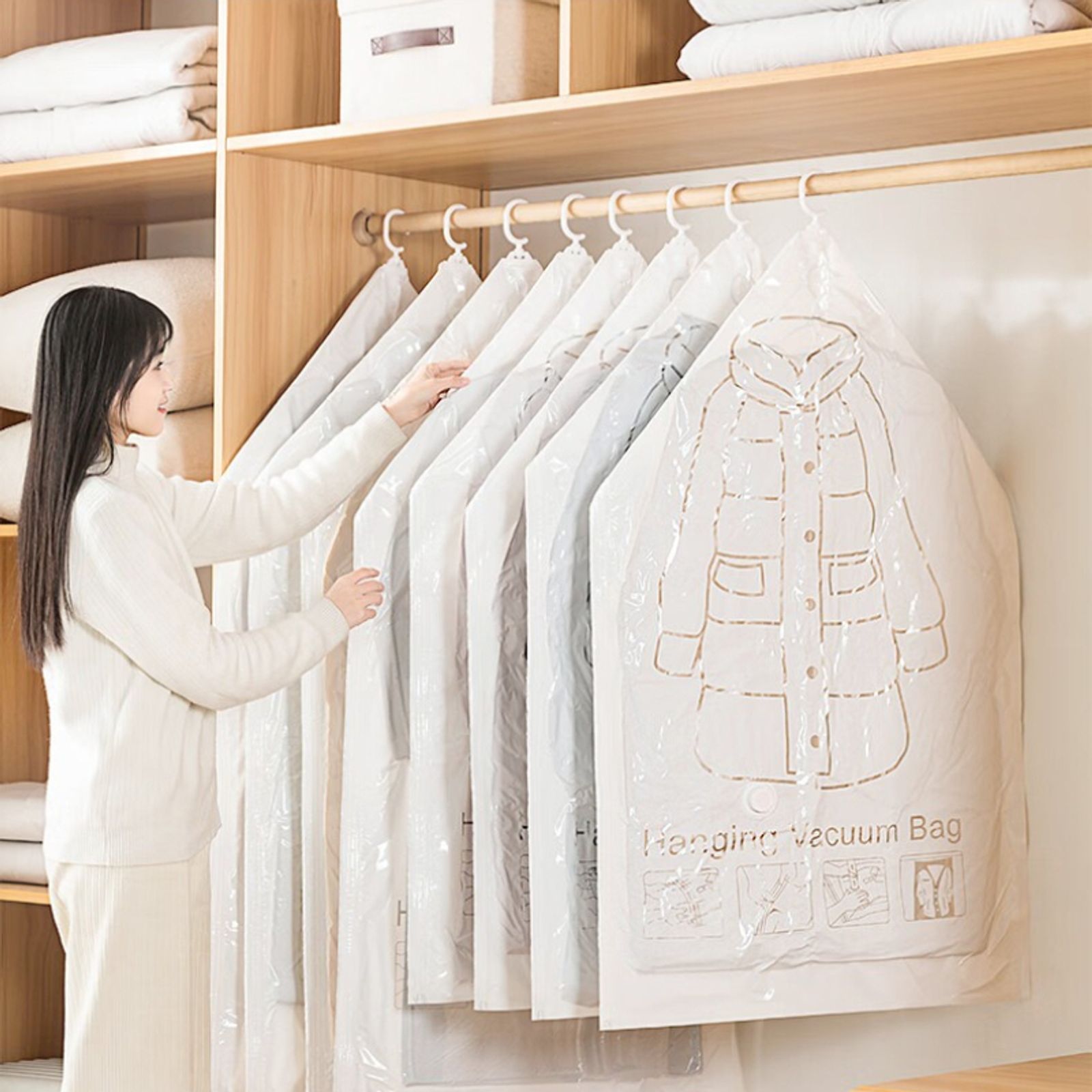 Vacuum Compression Storage Bag for Coats and Clothes