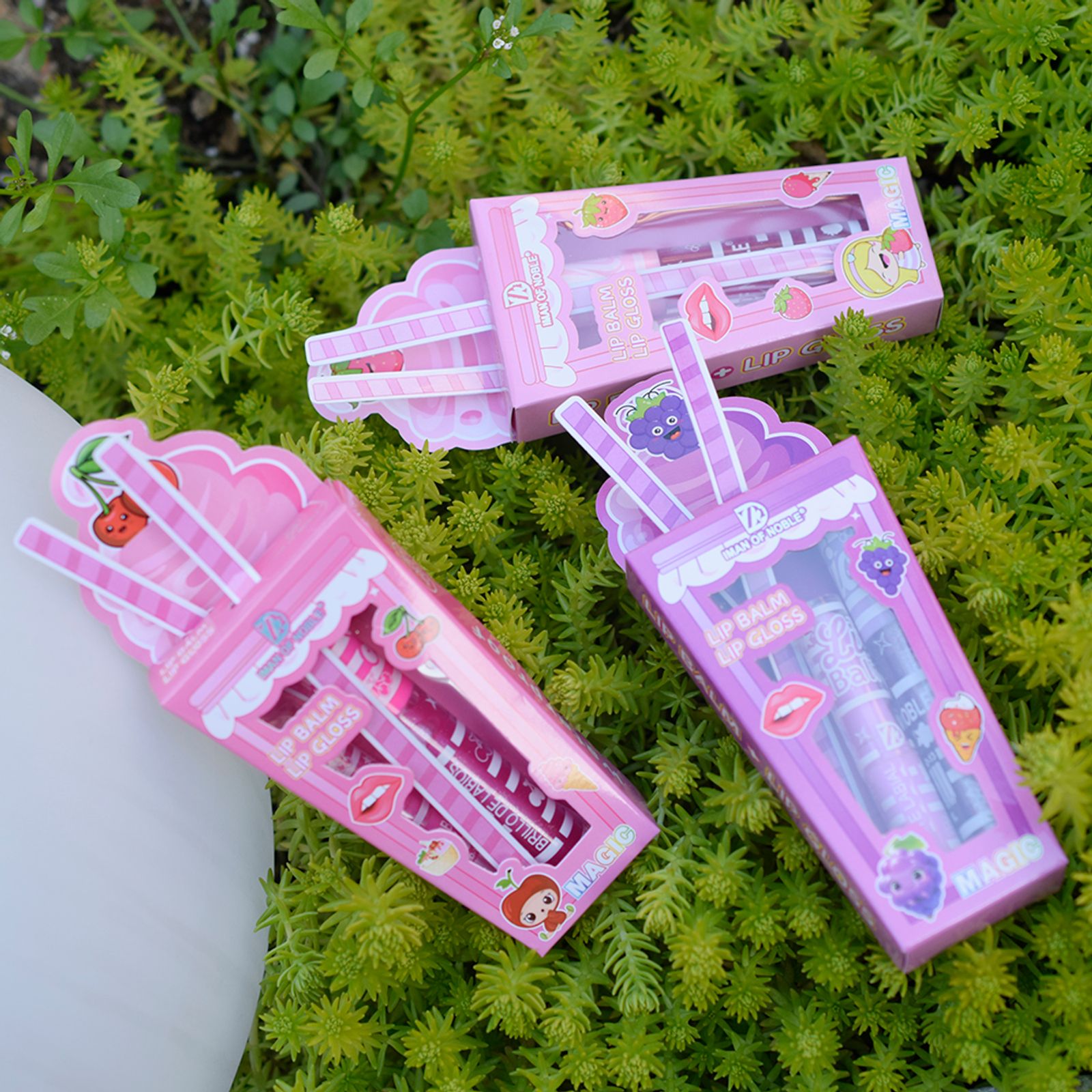 Cute Ice Cream Lip Gloss and Balm Set