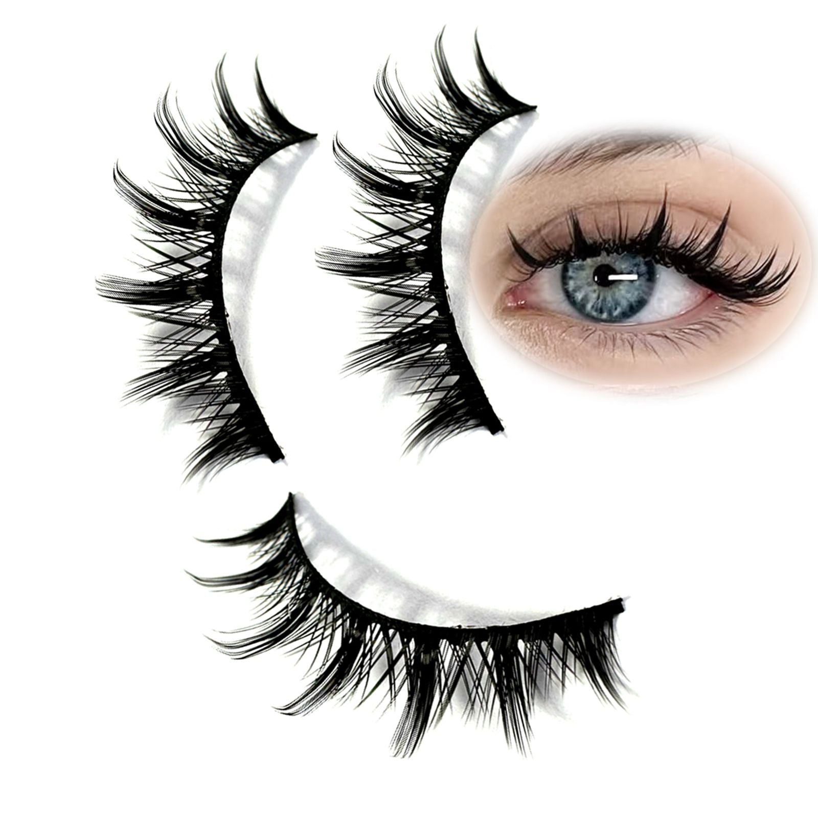 3D Cat Eye Faux Mink Lashes - 10 Pairs Natural & Fluffy