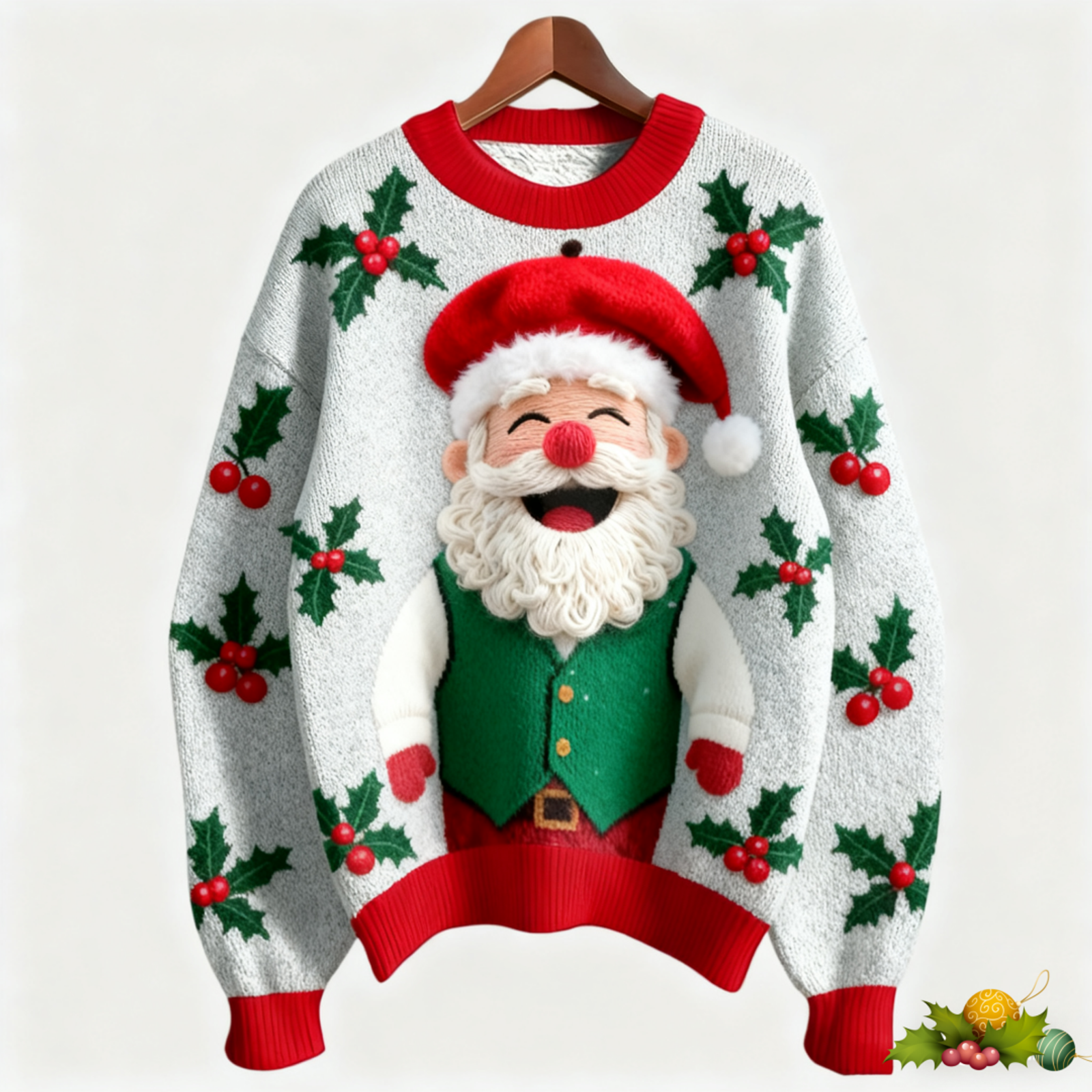 3D Printed Santa Claus Snowflake Ugly Sweater