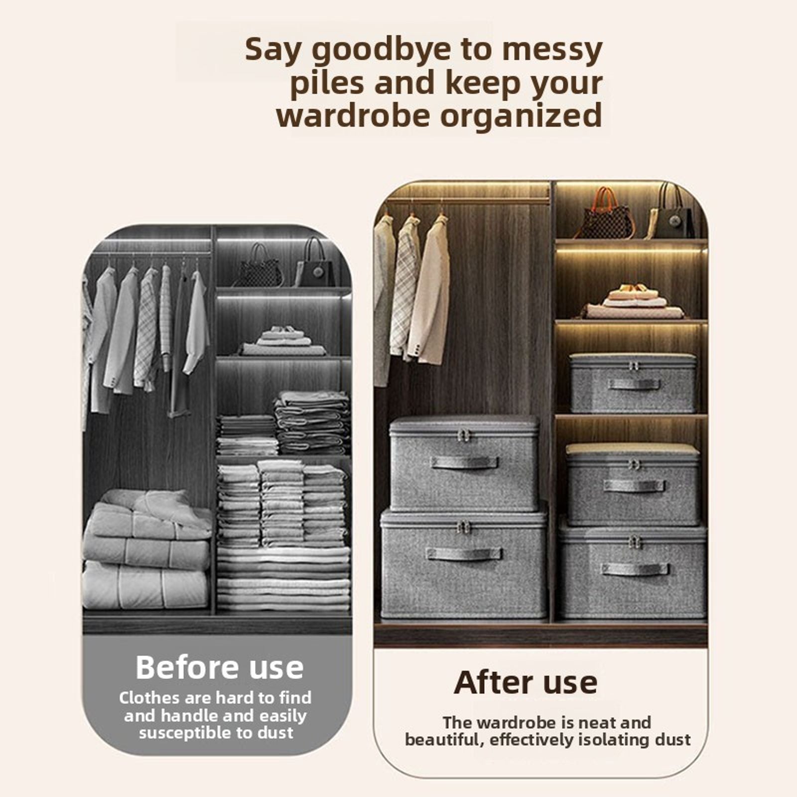 Foldable Cationic Fabric Storage Box with Soft Lid