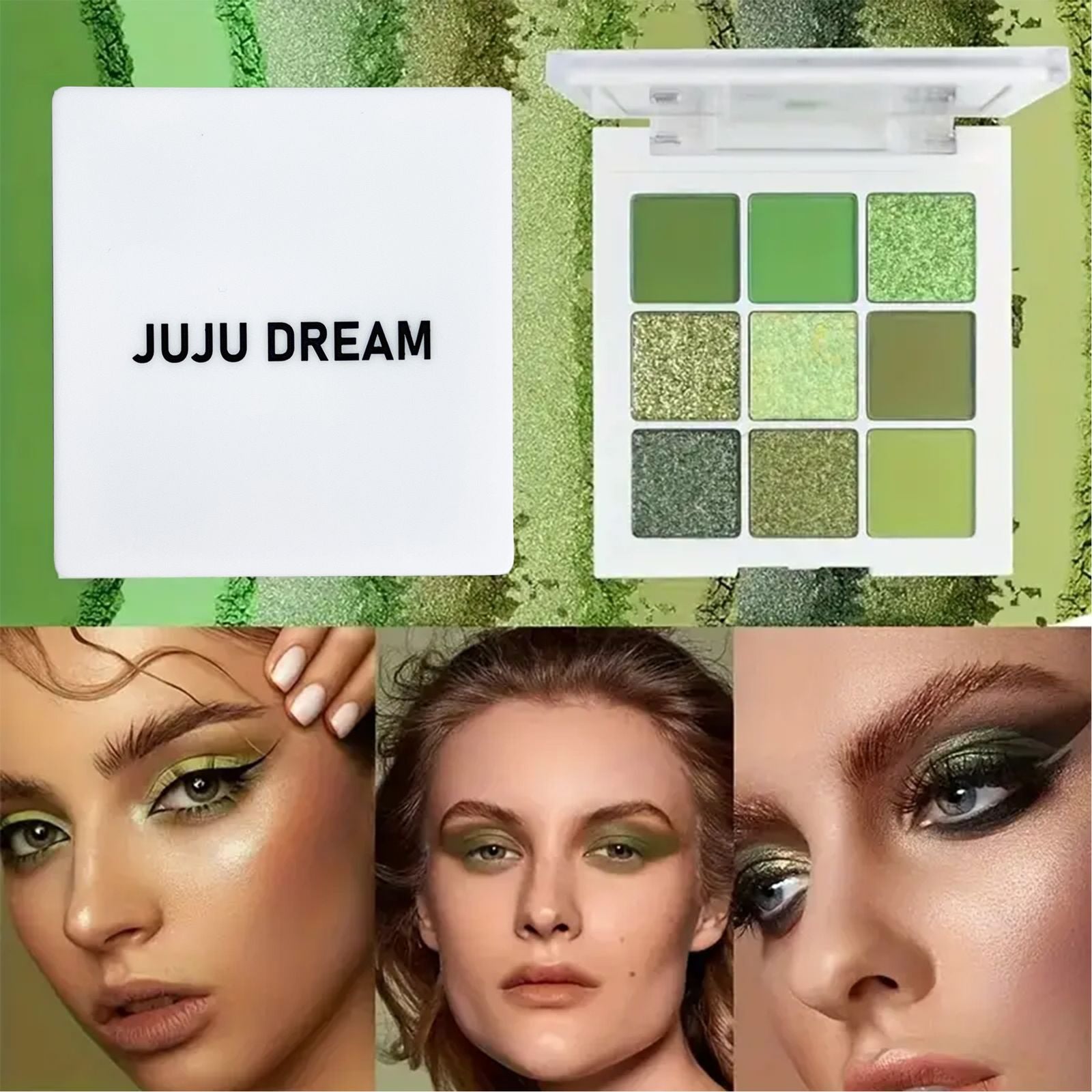9-Color Eyeshadow Palette in Green and Gold Tones