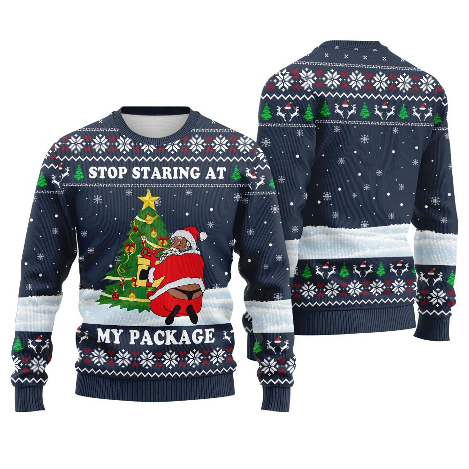 Funny Black Santa Print Sweatshirt for Women