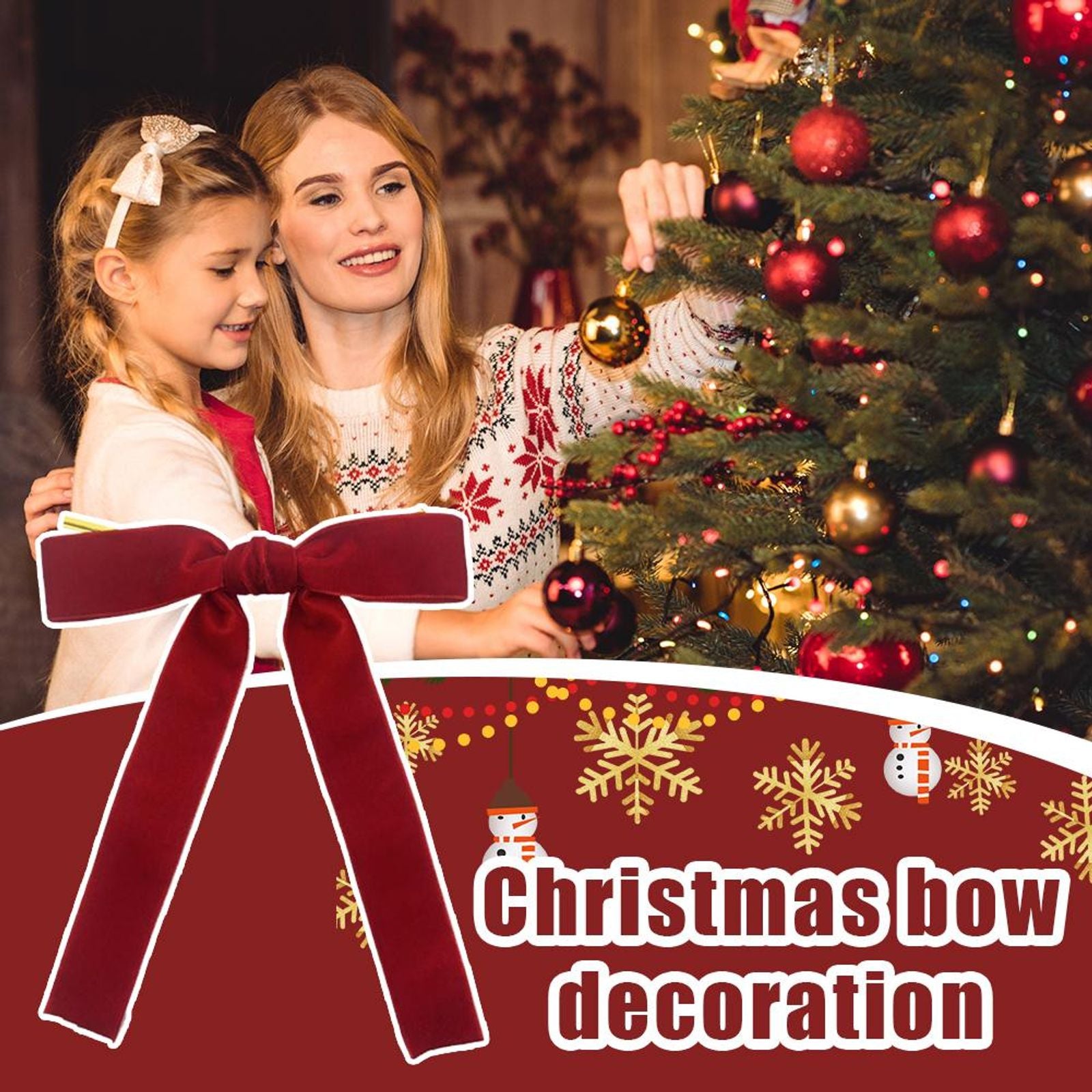 12 Red Velvet Christmas Tree Garlands