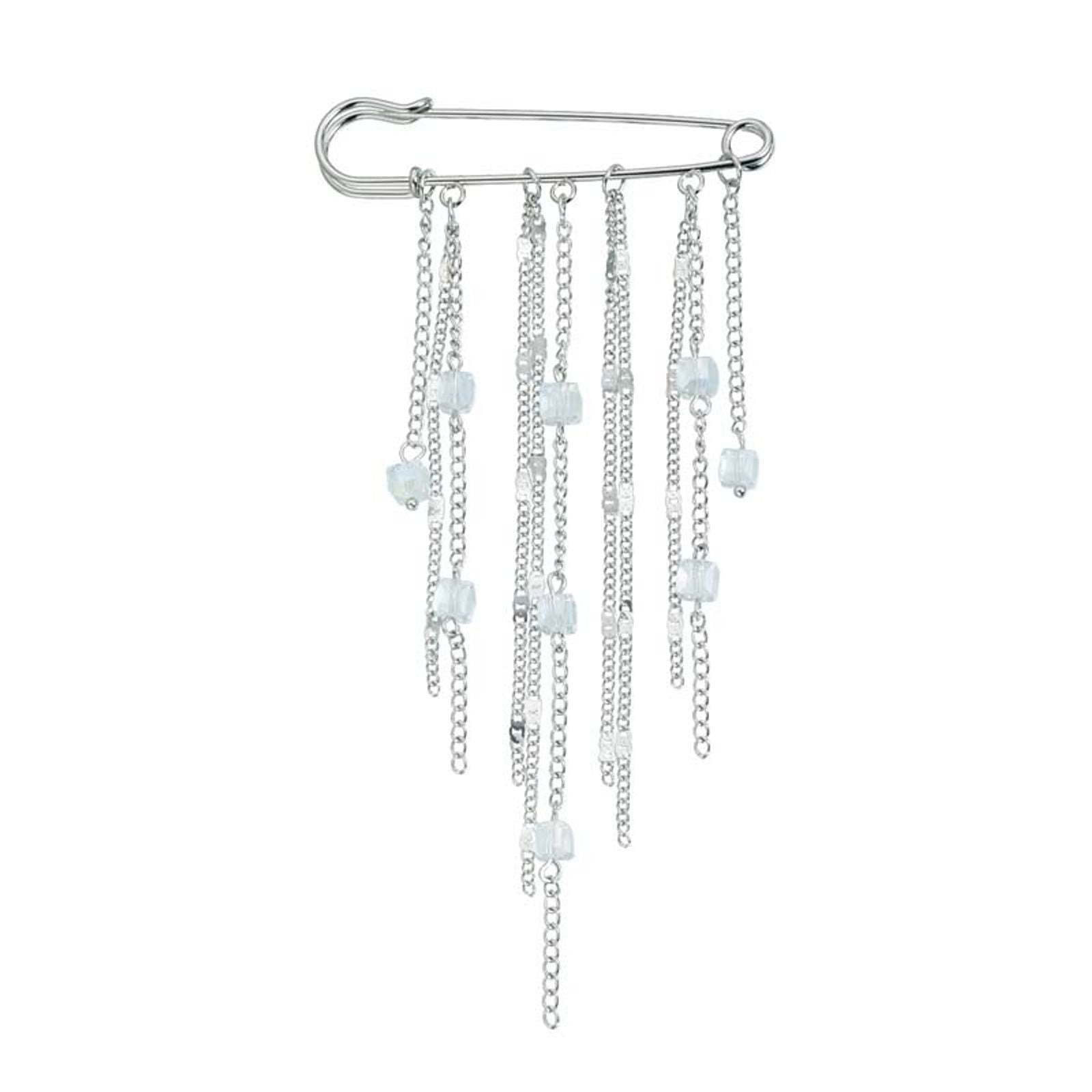 Fashion Metal Heart Tassel Brooch with Pearl and Star Details