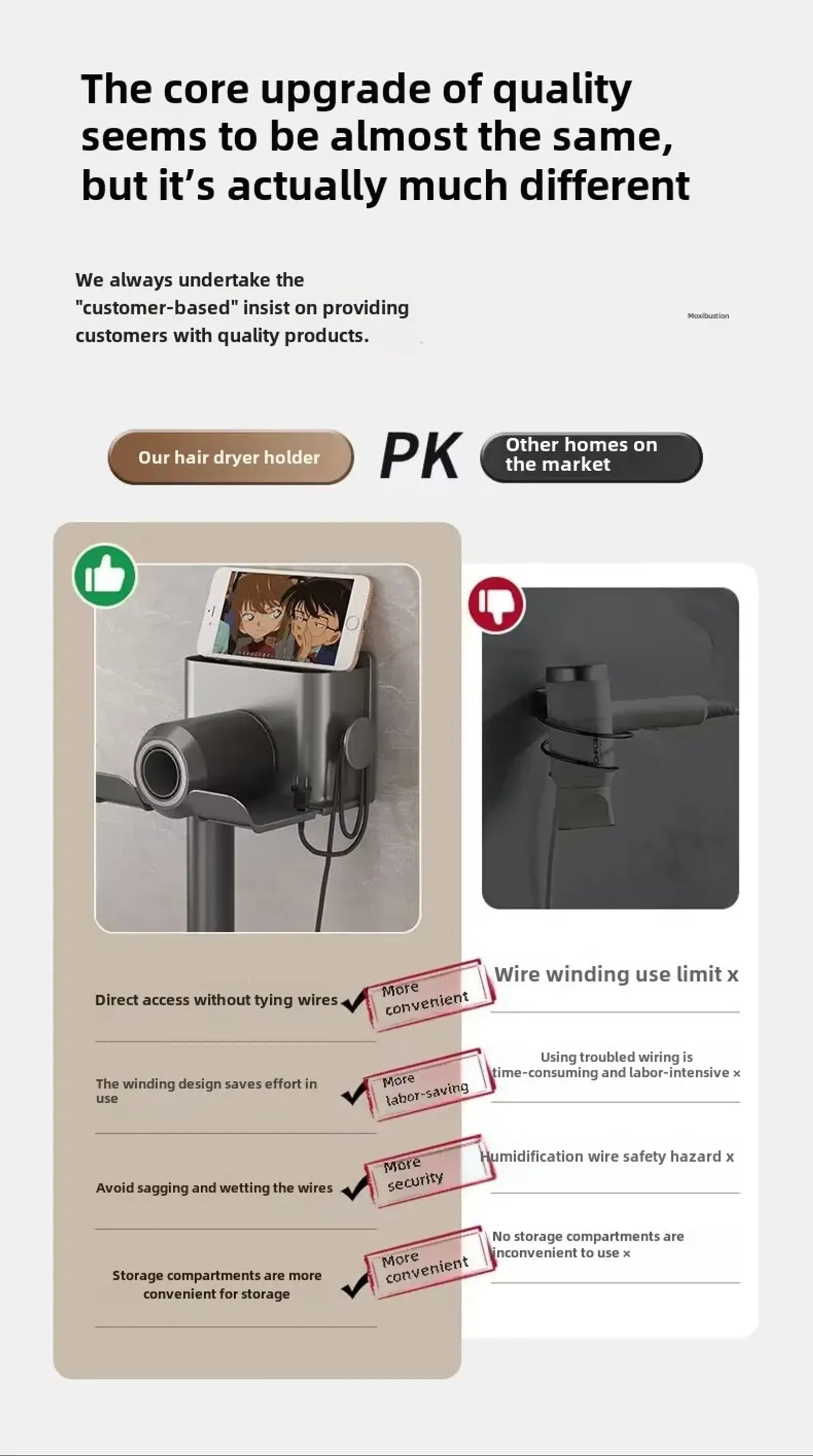 Wall Mounted Hair Dryer and Straightener Holder