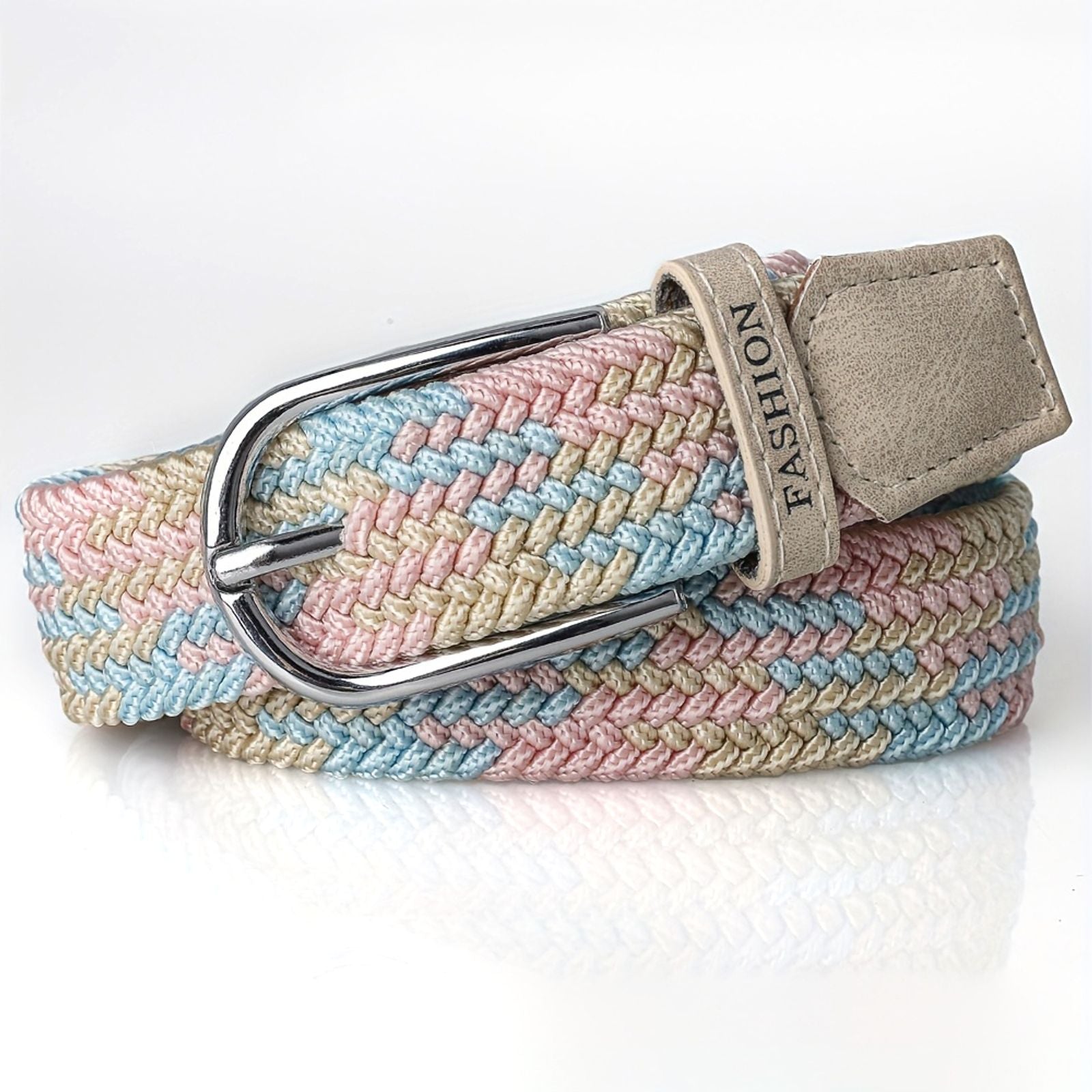 Women's Elastic Braided Stretch Belt with Pin Buckle