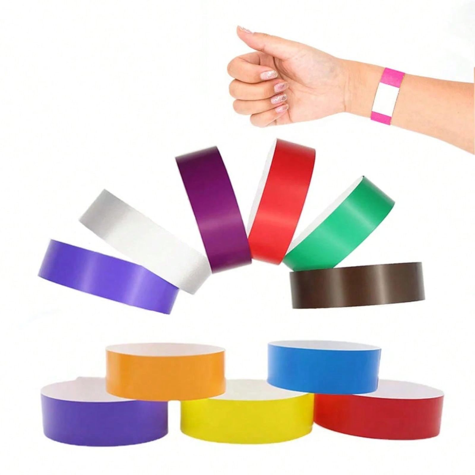 100/500 Pcs Waterproof Paper Wristbands for Parties