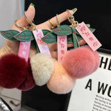 Cute Soft Fluffy Red Rabbit Fur Ball Keychain