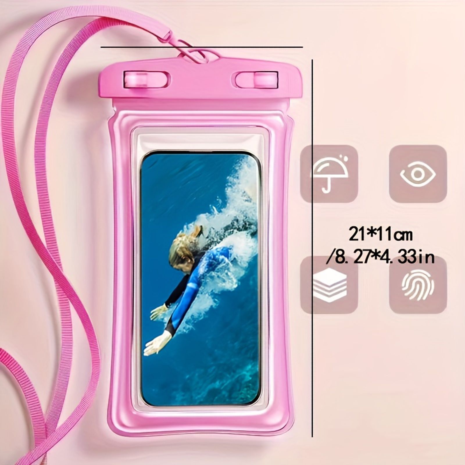 Waterproof Phone Pouch with Neck Strap for Beach Use