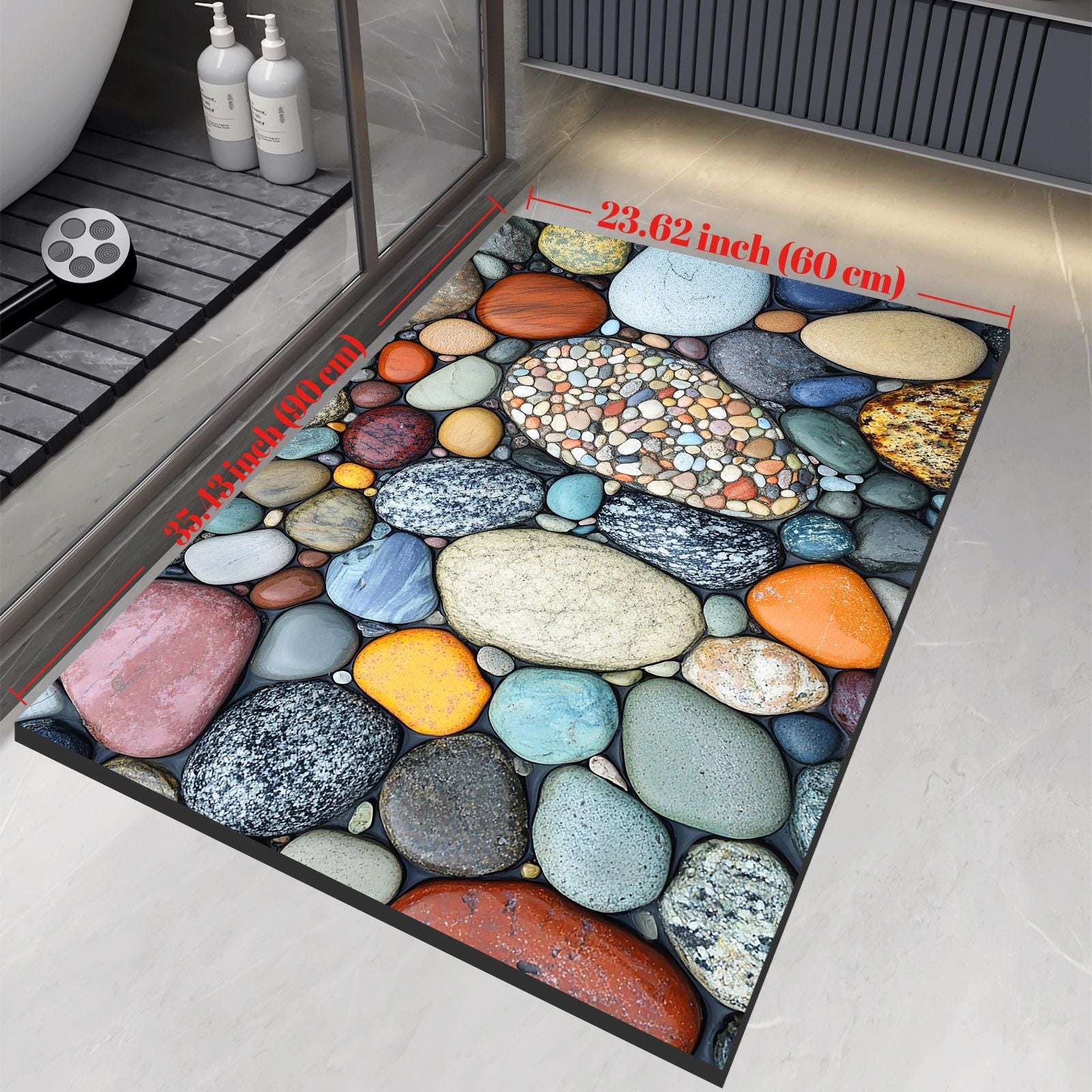 Stone Design Diatomite Bath Mat - Non-Slip & Quick Dry