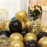 16pcs Black Metallic Sequin Glitter Balloons