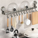Wall-Mounted Suction Cup Hooks Kitchen Storage Rack with 10 Hooks