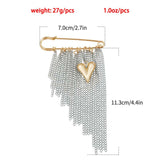 Fashion Metal Heart Tassel Brooch with Pearl and Star Details