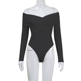 Women's Crossed Bodysuit with Long Sleeves