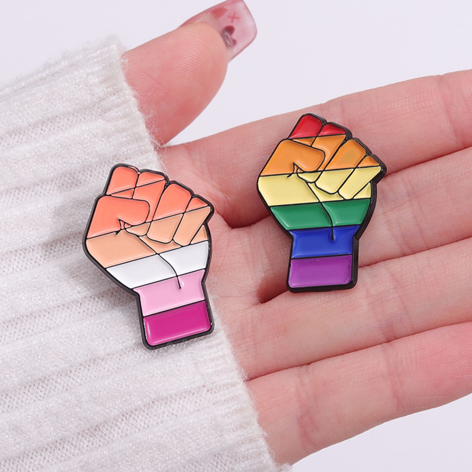 Female Power Fist Enamel Pins - Pride Jewelry for Lovers