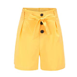 Y2K Solid Button Front High Waist Beach Shorts