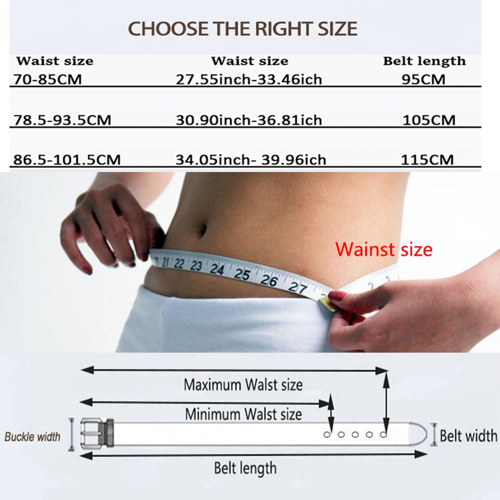 Women’s Genuine Leather Belt with Gold Buckle