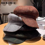 Retro Women's Plaid Newsboy Beret Cap