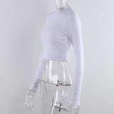 Women’s Ribbed O Neck Long Sleeve Cropped Top