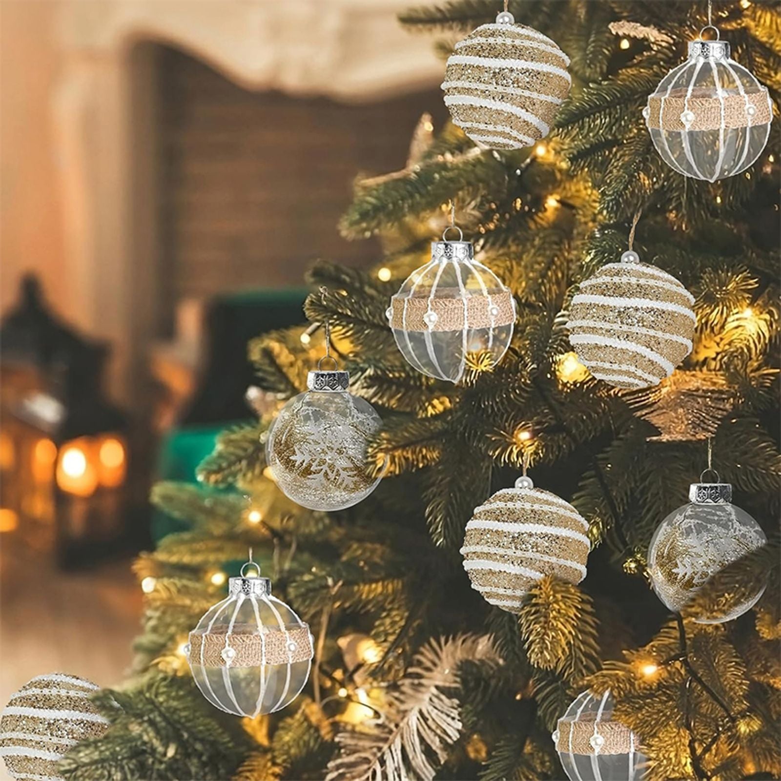 9 Pcs Gold Christmas Ball Decor Set - Shatterproof Hanging Balls