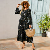 Women’s Bohemian Floral Maxi Dress with Full Sleeves