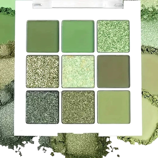 9-Color Eyeshadow Palette in Green and Gold Tones