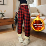 Winter Plaid Wide Leg Pants for Women