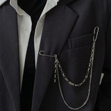 Punk Double Chain Brooch - Trendy Hip Hop Jewelry