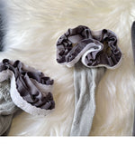 Gray Sexy Hollow Mesh Halter Mini Dress with Stockings