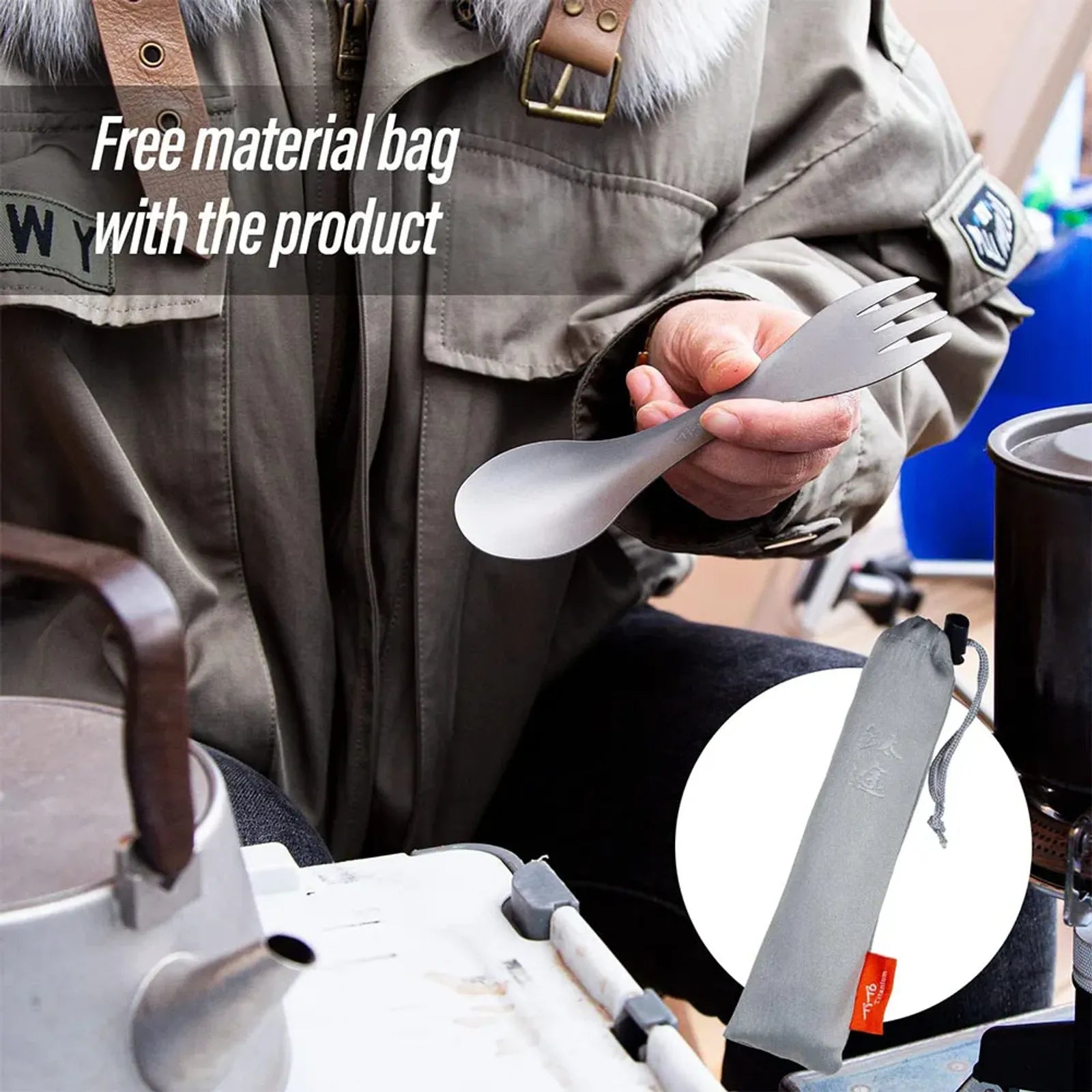 2-in-1 Titanium Spoon and Fork - Lightweight Portable Tool