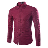 14 Colors Solid Color Men's Fashionable Long Sleeve Shirt