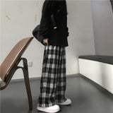 Oversized Black Plaid Women’s Sweatpants