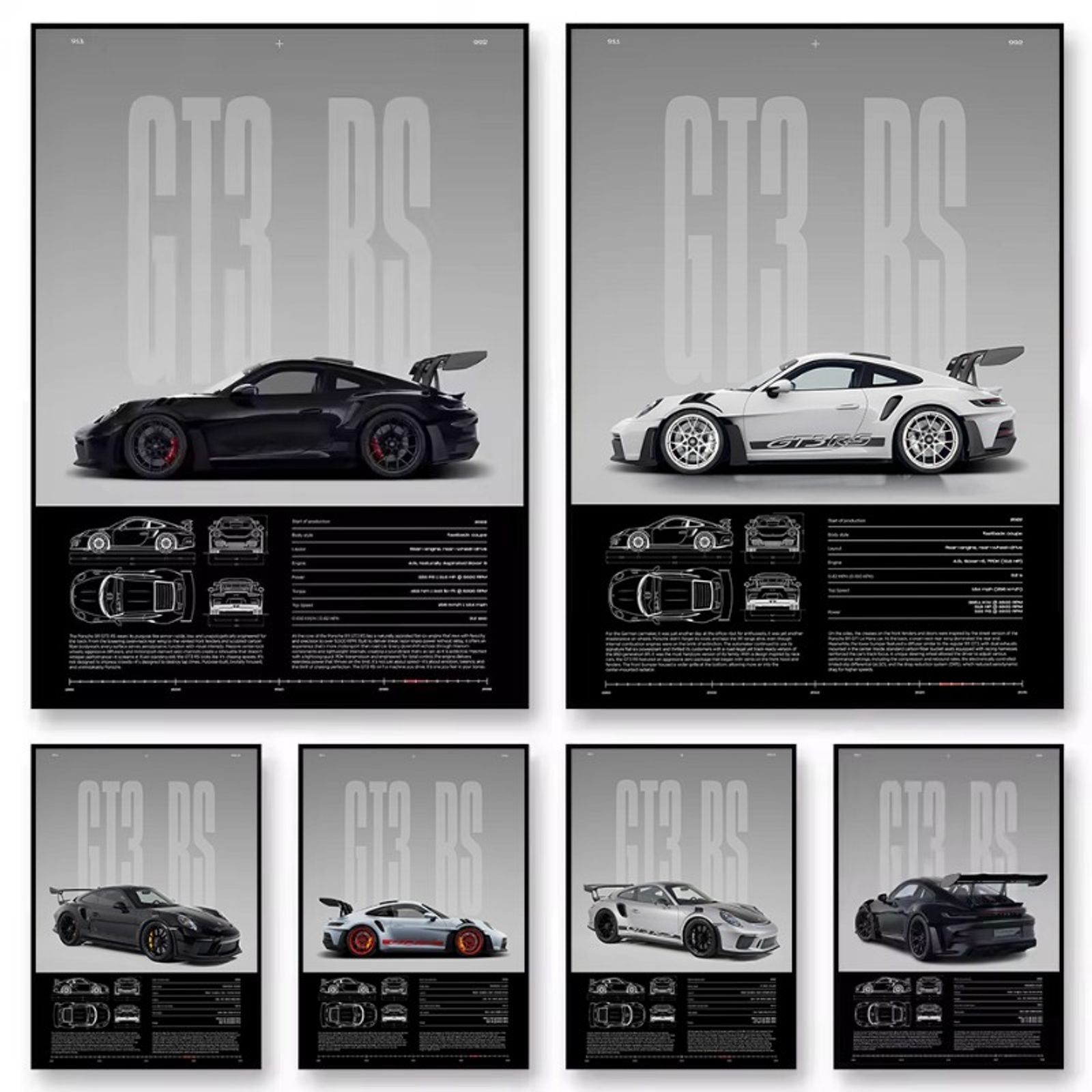 Minimalist German Luxury GT3-RS Sports Car Canvas Art