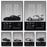 Minimalist German Luxury GT3-RS Sports Car Canvas Art