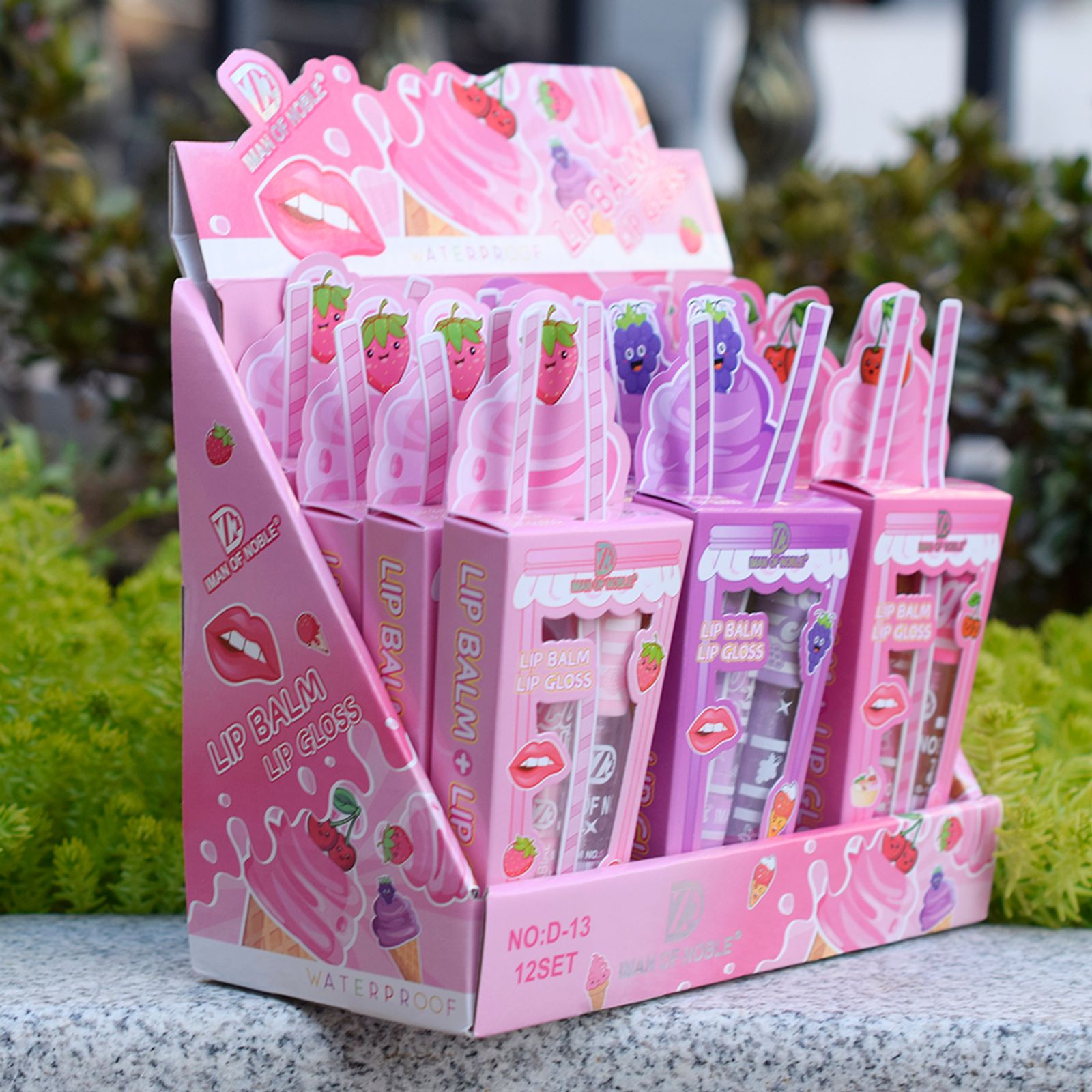 Cute Ice Cream Lip Gloss and Balm Set