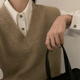 V-Neck Sleeveless Knit Waistcoat for Women