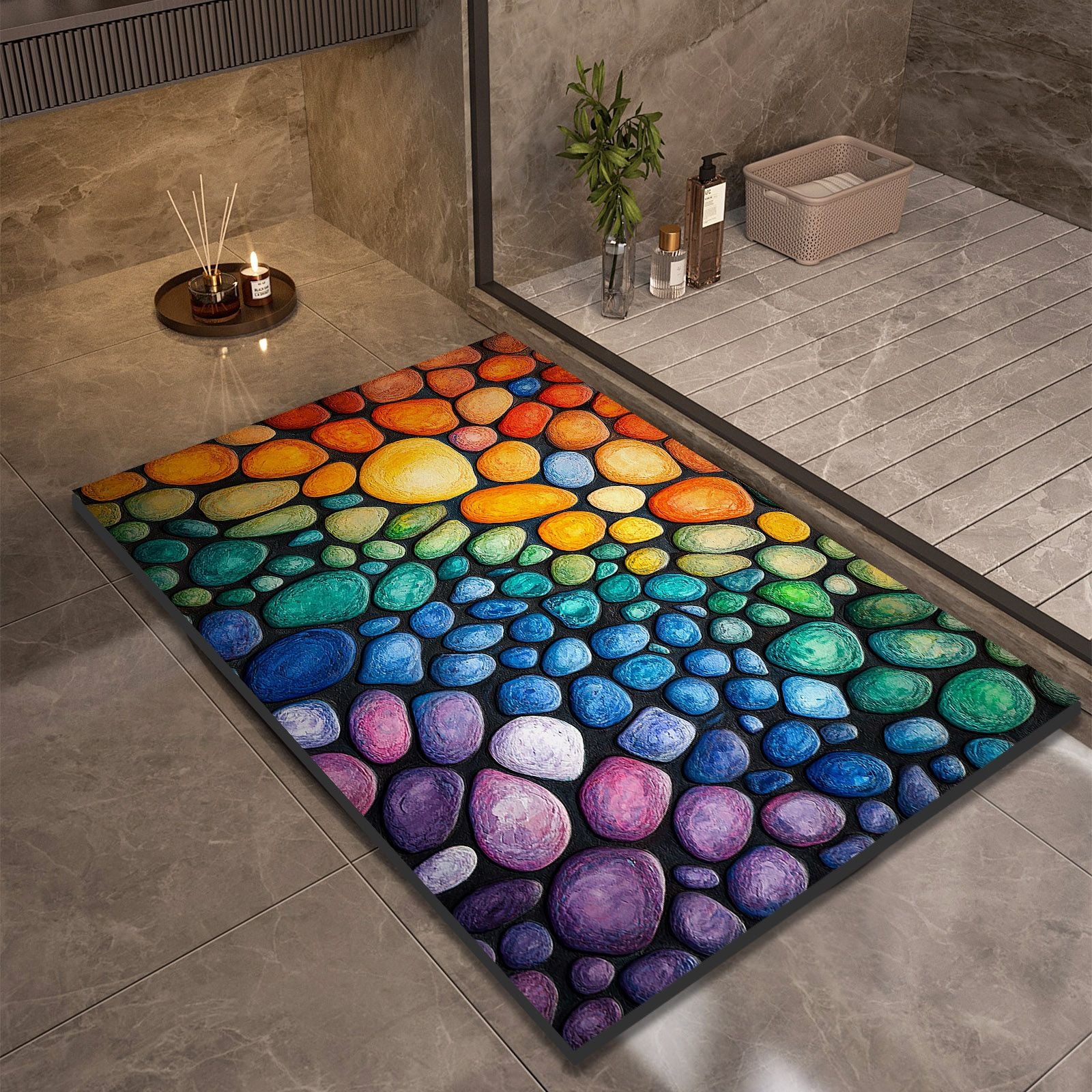 Stone Design Diatomite Bath Mat - Non-Slip & Quick Dry