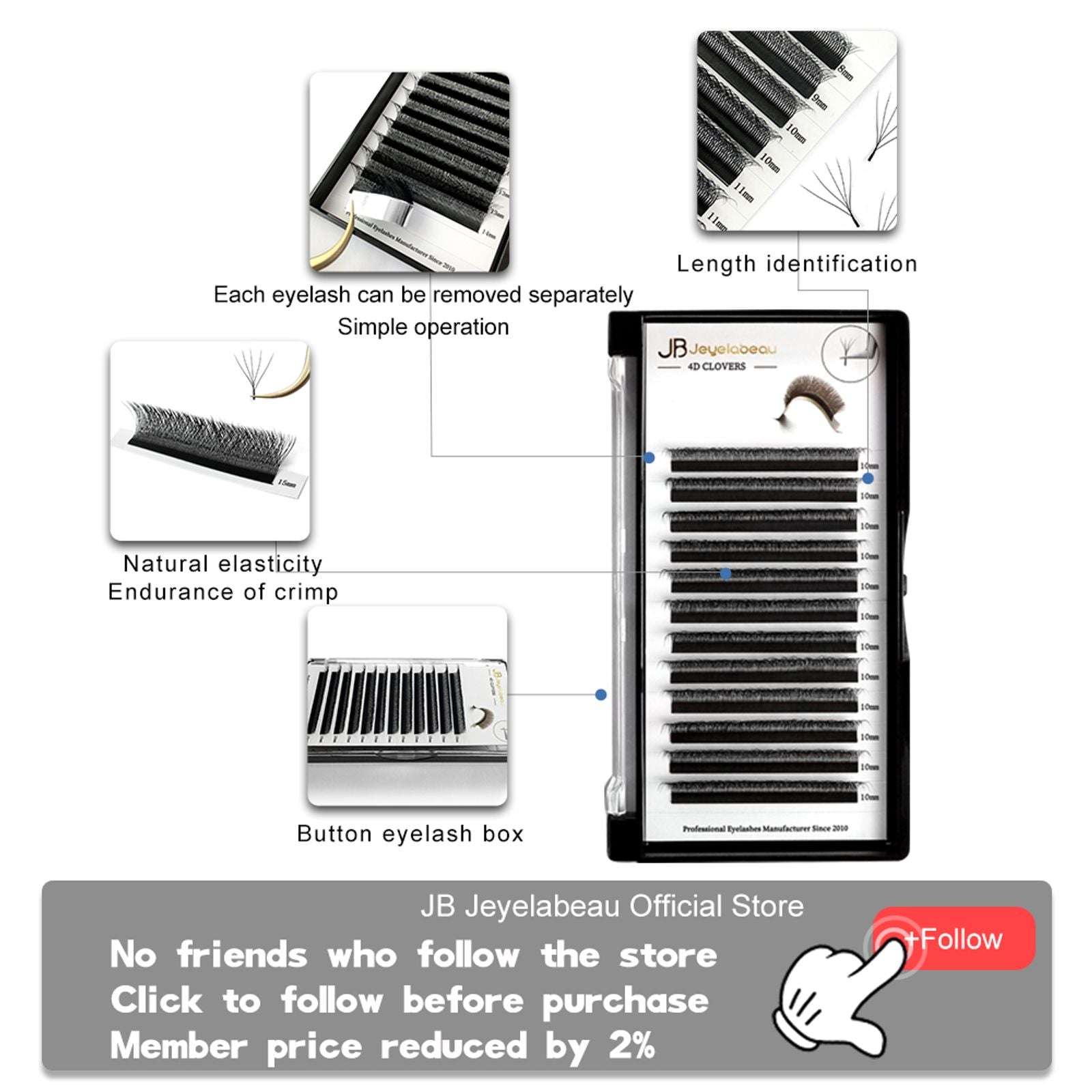 3D 4D 5D Fake Eyelashes - Naturally Curled Premade Volume Fans