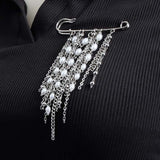 Fashion Metal Heart Tassel Brooch with Pearl and Star Details