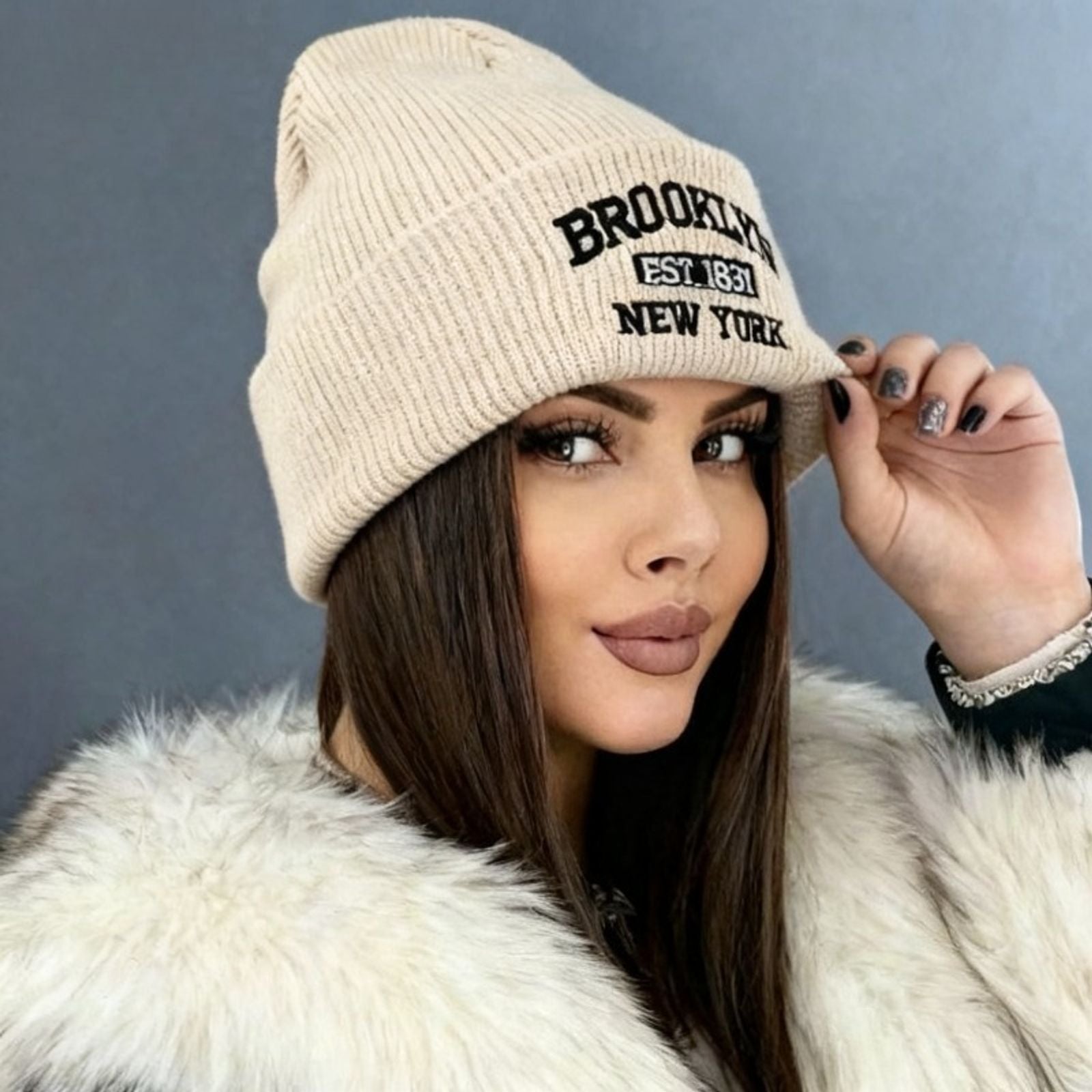 Winter Warm Double Layer Knitted Beanie Hat