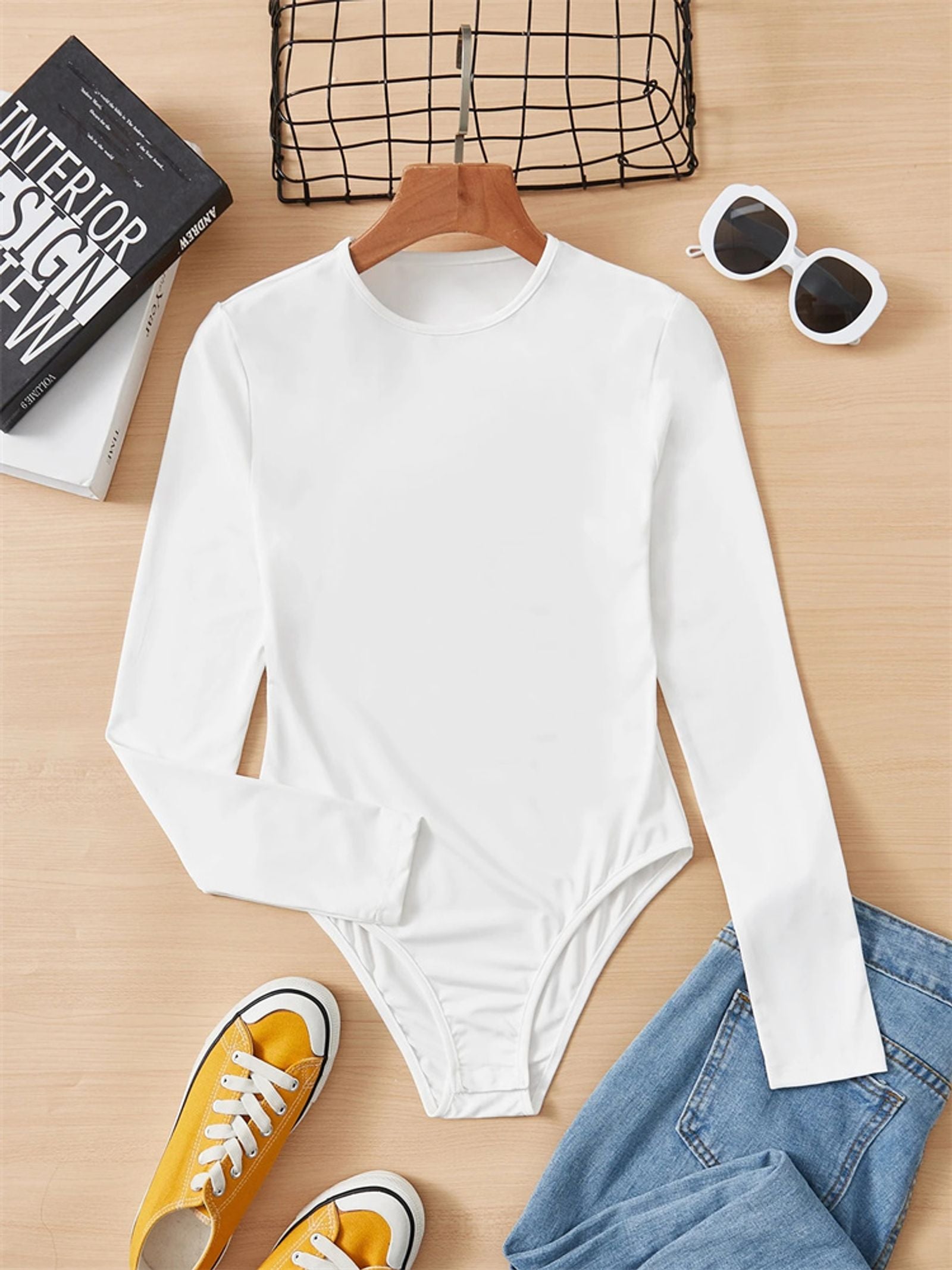 Women’s Long Sleeve Round Neck Blouse Bodysuit