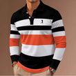Men's Long Sleeve Stripes Rugby Polo Shirt