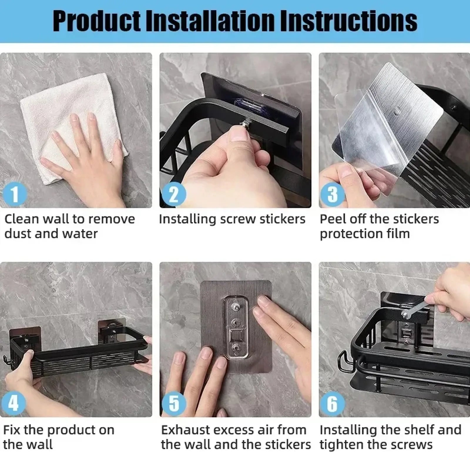 Aluminum Alloy Bathroom Shelf Organizer - No Drill