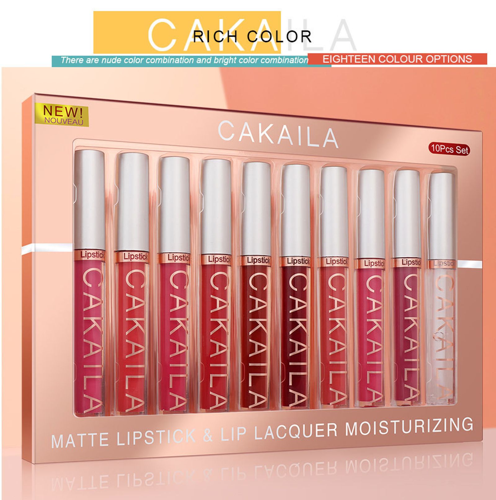 10pcs Nude Lip Gloss Matte Velvet Liquid Lipstick Set